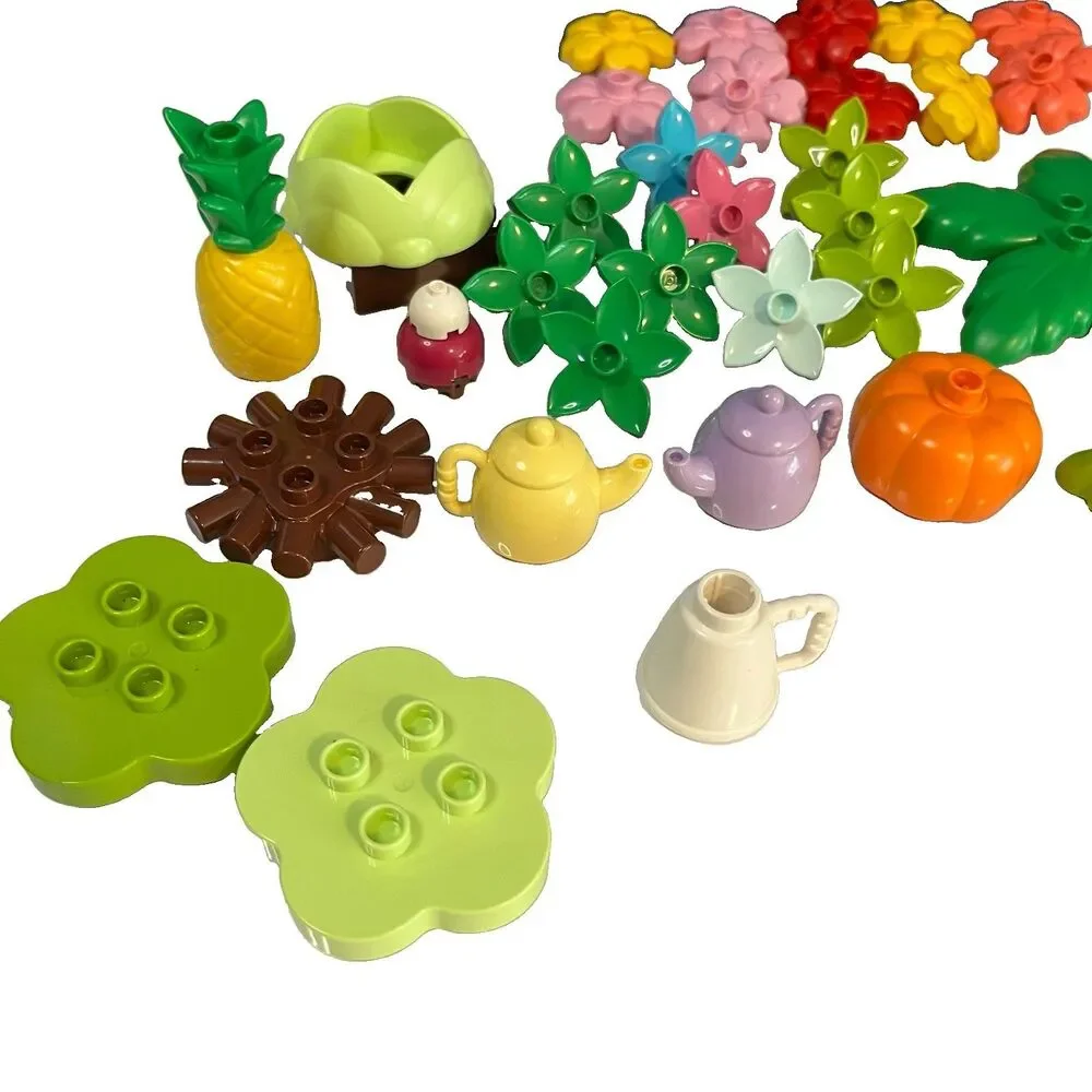 LEGO DUPLO Unique Lot Of 35 Pieces Palms, Flowers, Teapots, Pineapple - Picture 3 of 9